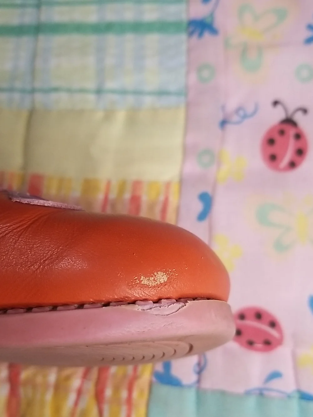 Matilda Jane Livie Luca Orange Leather Mary Jane w/Purple Flower Size 12 Petals